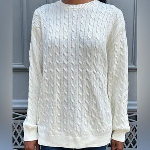 BRIANNA COTTON CABLE KNIT SWEATER Brandy Melville Cream Sweater